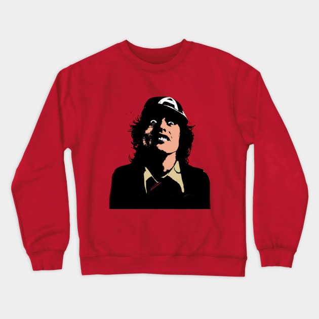 Angus Young AC/DC Crewneck Sweatshirt by rasterasu